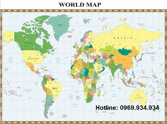 Bản đồ thế giới khổ lớn mẫu 32