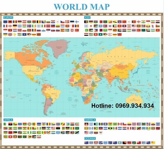 Bản đồ thế giới khổ lớn mẫu 34