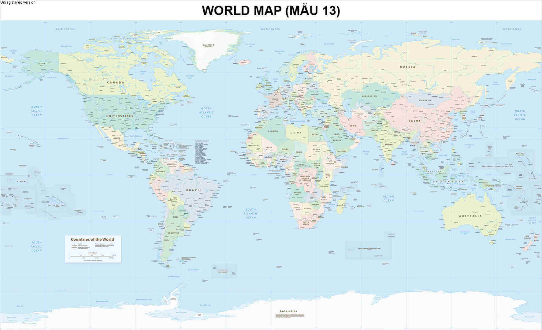 Bản đồ thế giới khổ lớn mẫu 13