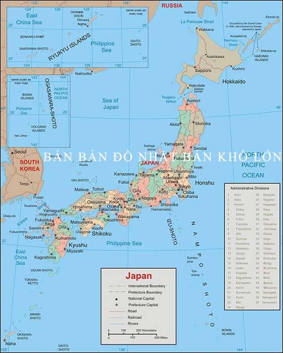Bán bản đồ Nhật Bản khổ lớn