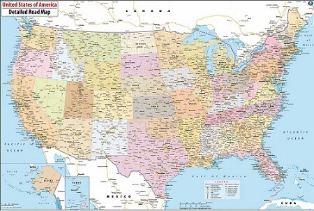 Bán bản đồ Nước Mỹ khổ lớn