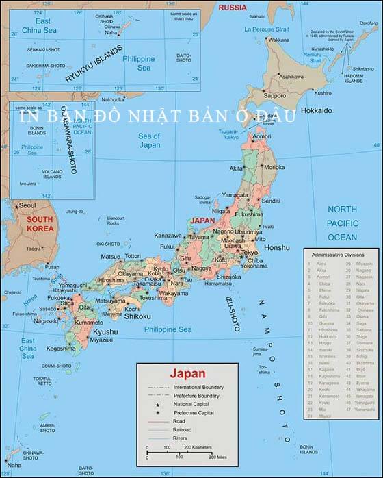 In bản đồ Nhật Bản ở đâu